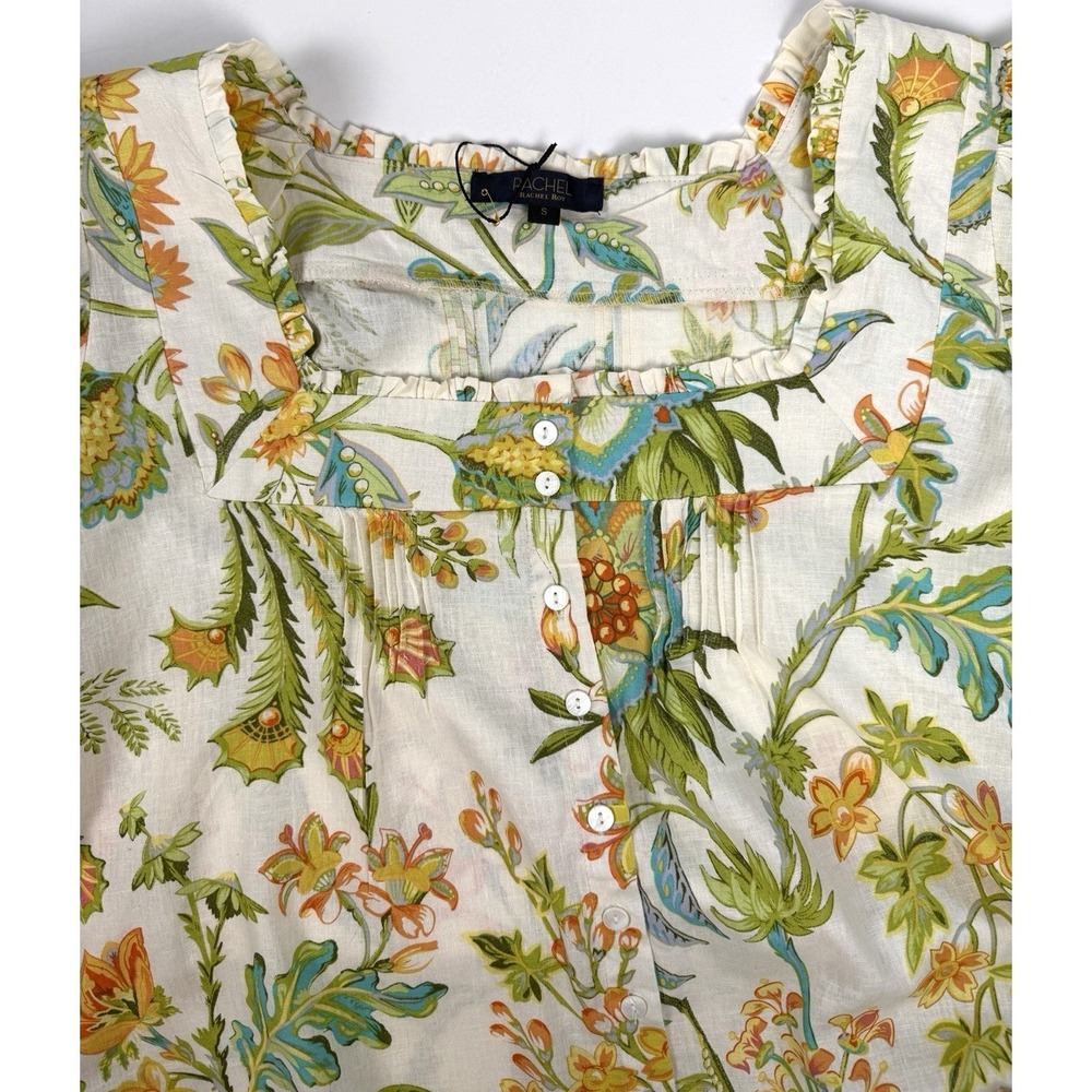 Rachel Roy Floral Button Up Blouse Top Womens Small Pretty Print Square Neck - Picture 11 of 11